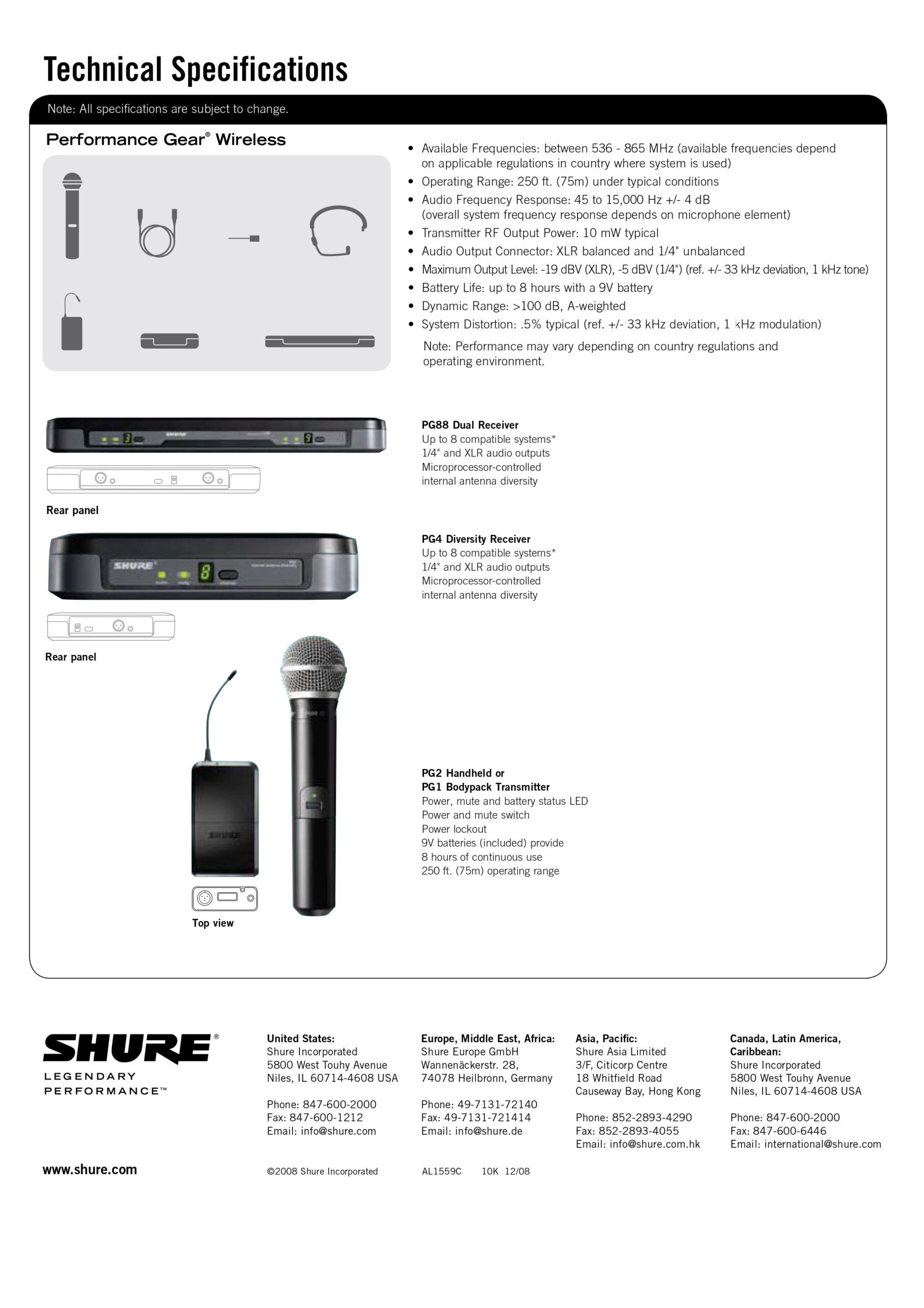 Shure PG880 一對二無線麥克風系統 ( 附領夾式麥克風x2 )